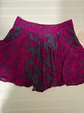 Free People Floral Circle Skirt in Magenta and Charcoal